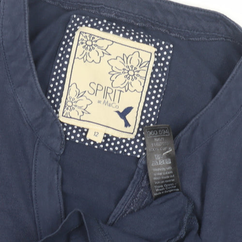 M&Co Women's Blue V-Neck Blouse Size 12