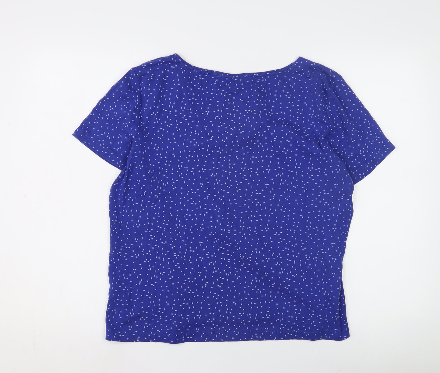 BM Casual Blue Polka Dot T-Shirt, Women's L, V-Neck