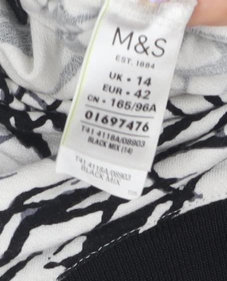 Marks and Spencer Women's Black Abstract Top Size 14