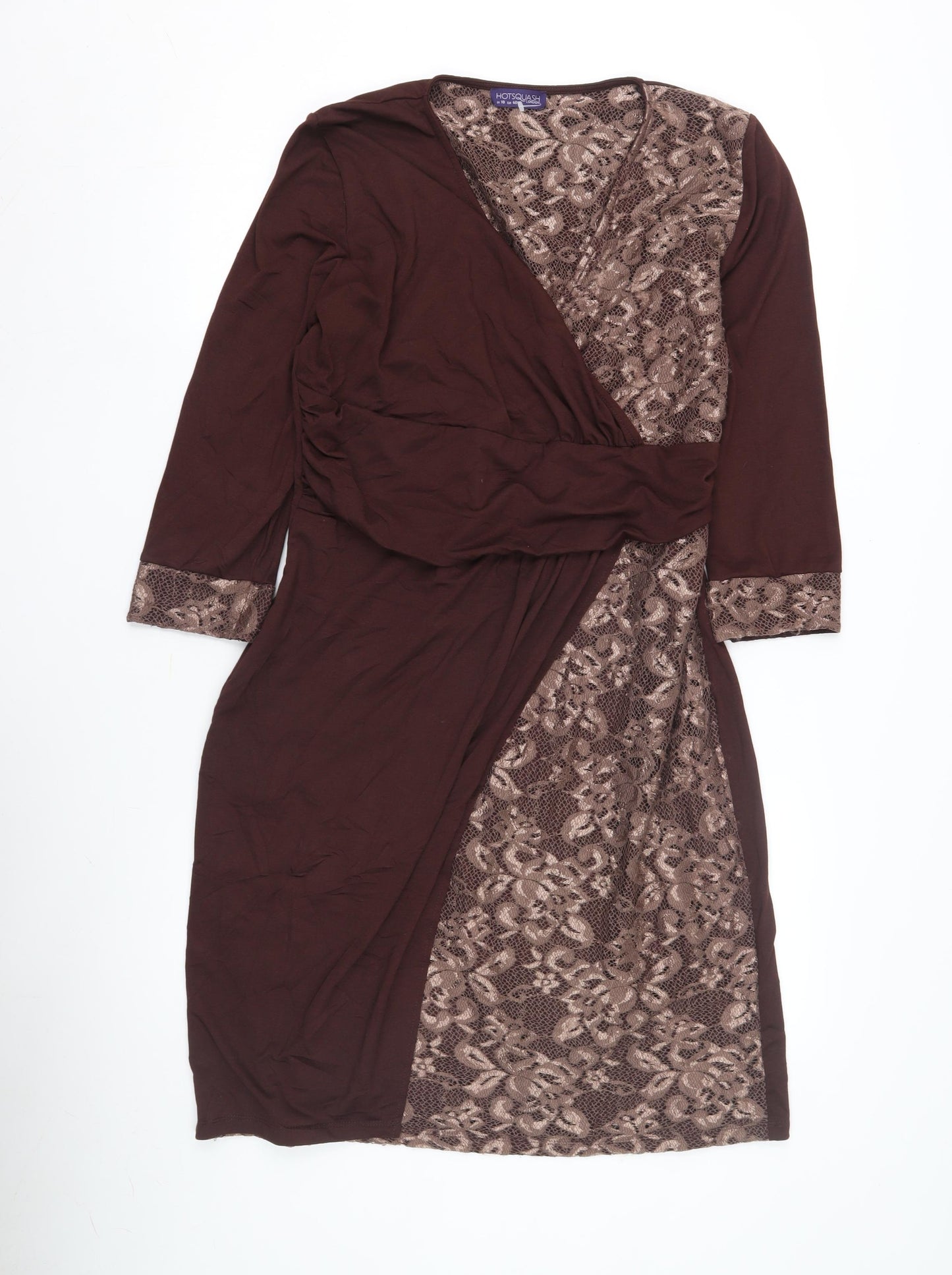 Hotsquash Women's Brown Wrap Dress, Size 18