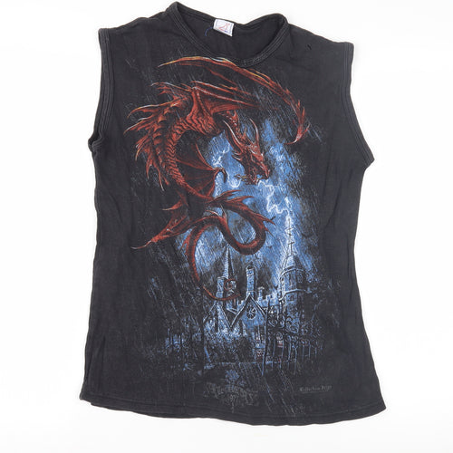 Fan Shirt Men's Black Sleeveless Dragon T-Shirt M