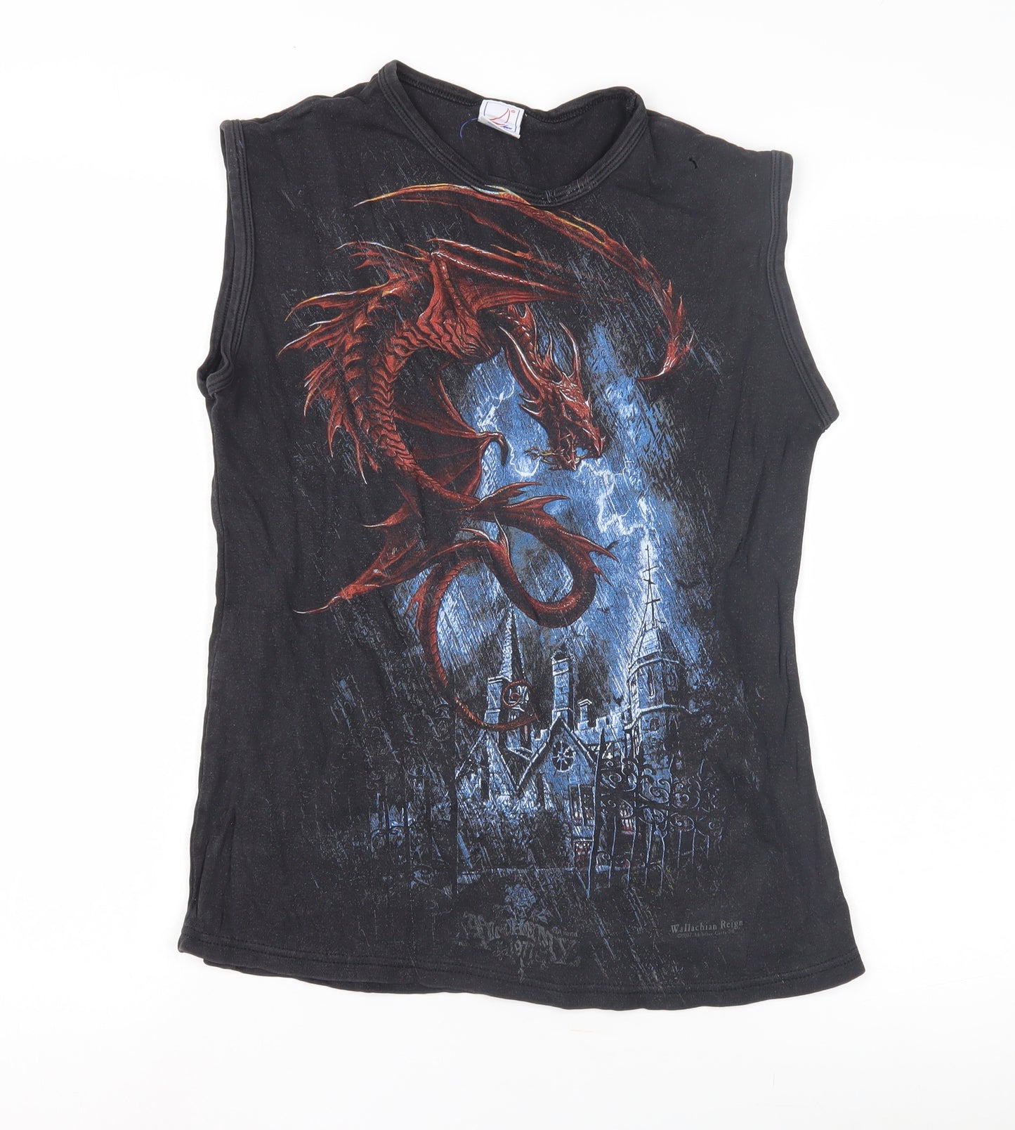 Fan Shirt Men's Black Sleeveless Dragon T-Shirt M