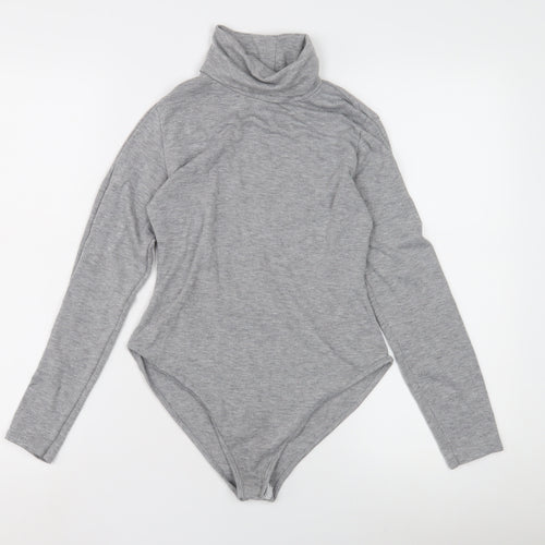 PrettyLittleThing Women's Grey Long Sleeve Roll Neck Bodysuit