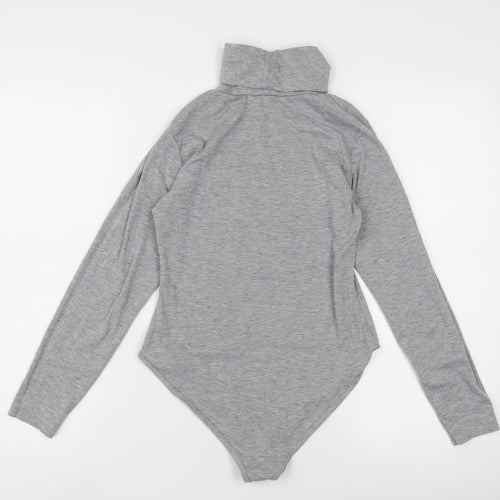 PrettyLittleThing Women's Grey Long Sleeve Roll Neck Bodysuit