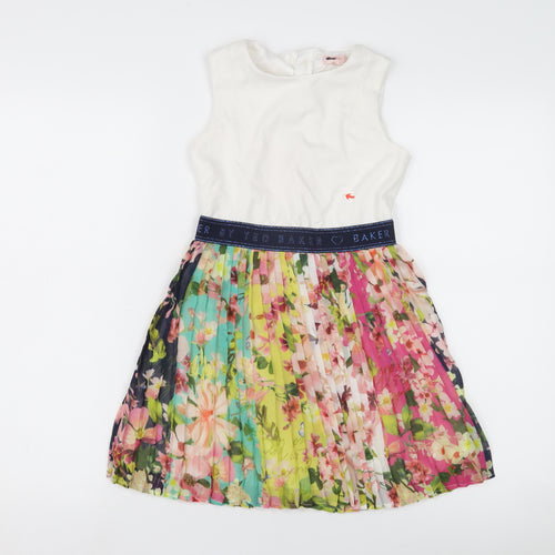 Ted Baker Girls Floral Fit & Flare Dress, Multicoloured, 8 Years