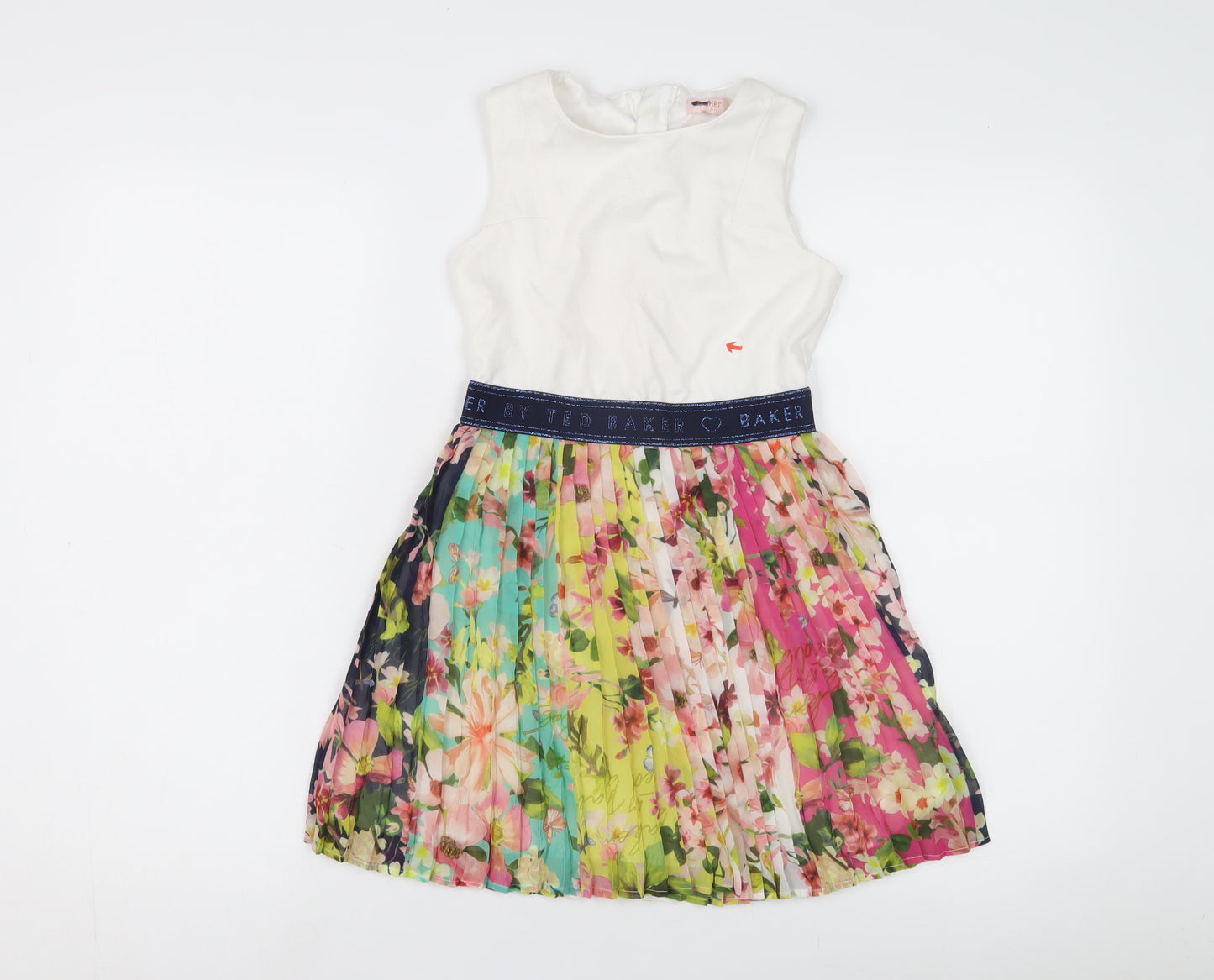 Ted Baker Girls Floral Fit & Flare Dress, Multicoloured, 8 Years
