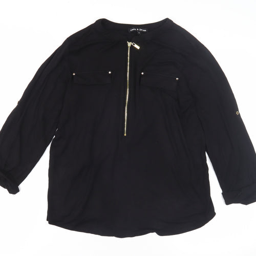 Cable & Gauge Women's Black Blouse Zip Accent M