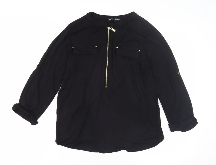 Cable & Gauge Women's Black Blouse Zip Accent M
