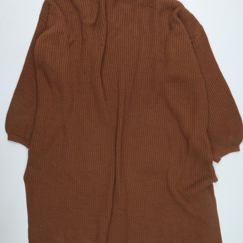 Topshop Women's Brown Chunky Knit Open Front Cardigan Size 10