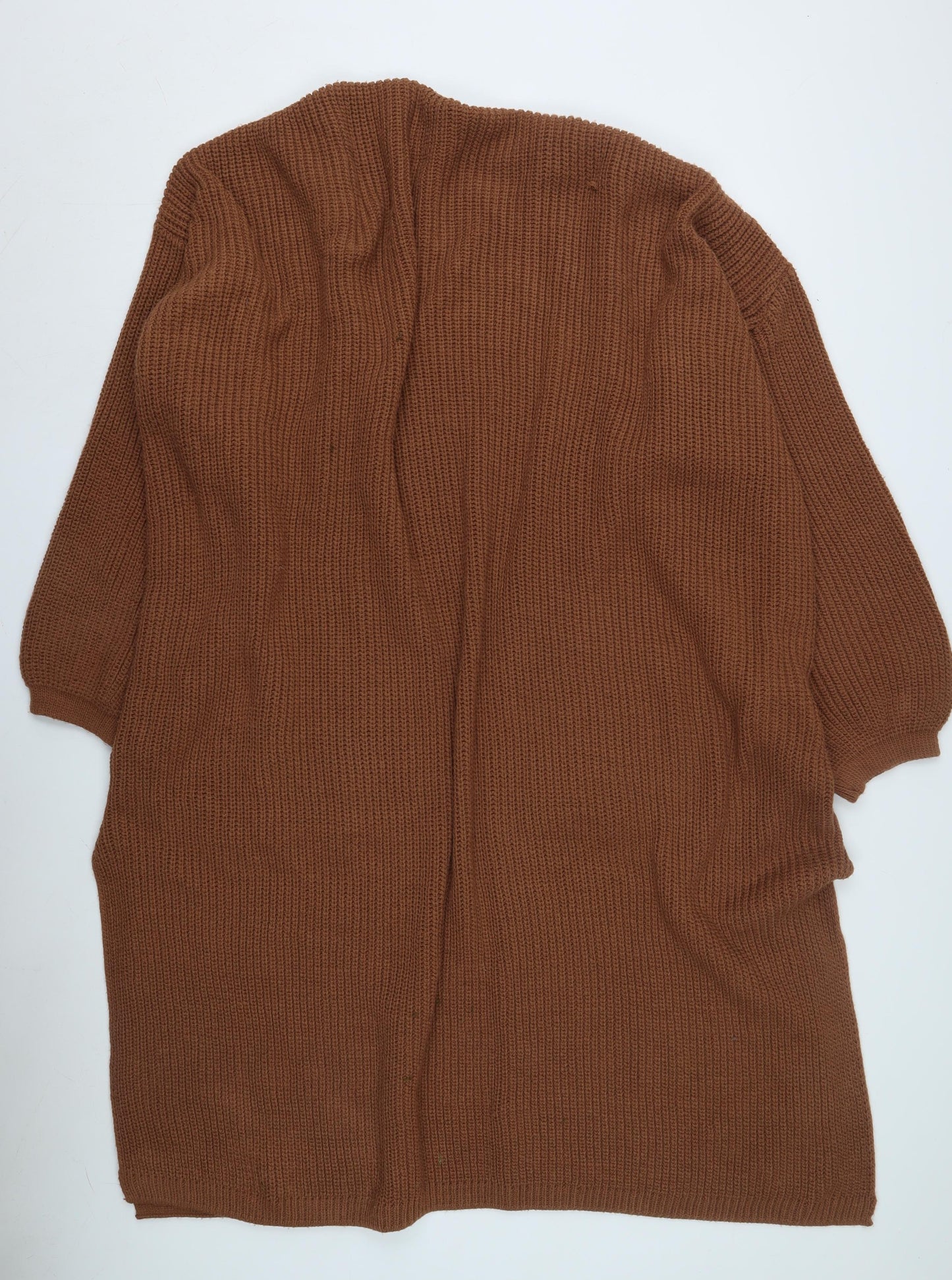 Topshop Women's Brown Chunky Knit Open Front Cardigan Size 10