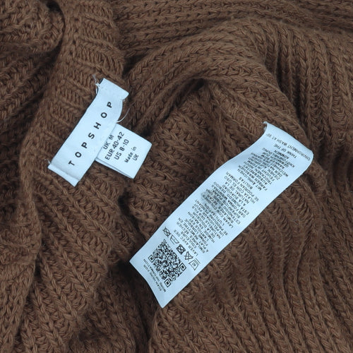 Topshop Women's Brown Chunky Knit Open Front Cardigan Size 10