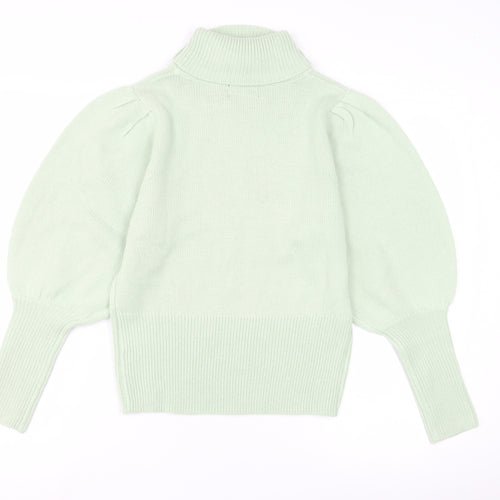 AX Paris Women's Green Roll Neck Balloon Sleeve Jumper