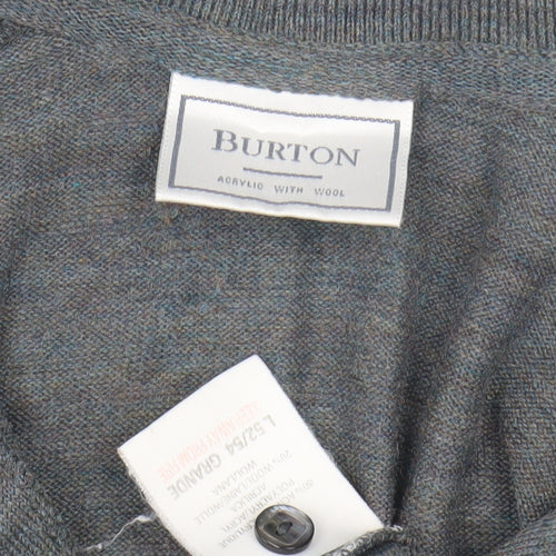 Burton Men's Grey Collared Jumper - Long Sleeve Large 52-54"
