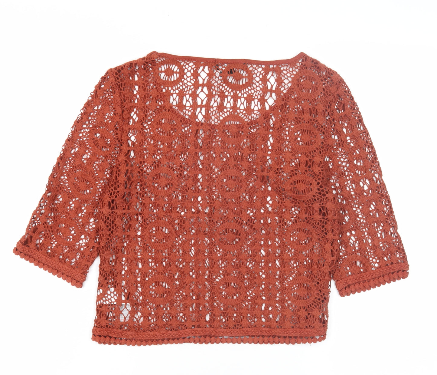 New Look Women’s Orange Crochet Pullover, Size 10