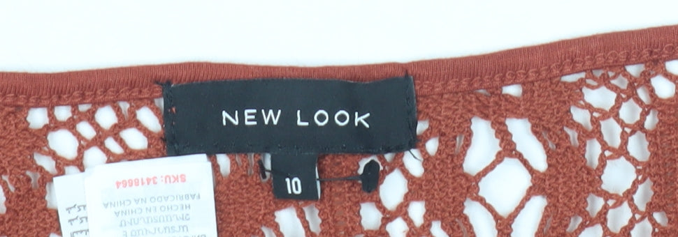 New Look Women’s Orange Crochet Pullover, Size 10