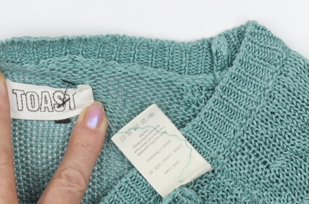 TOAST Women's Green XS Linen Pullover Jumper