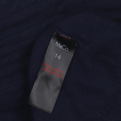 M&Co Women's Blue Jumper Size 14 Long Sleeve