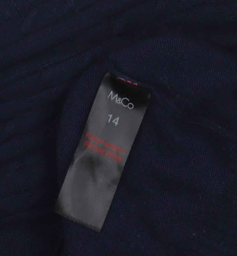M&Co Women's Blue Jumper Size 14 Long Sleeve