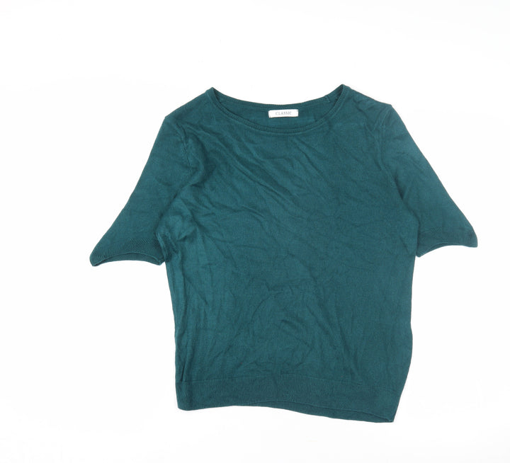 Marks and Spencer Women's Green Crew Neck Jumper Size 10