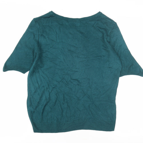 Marks and Spencer Women's Green Crew Neck Jumper Size 10