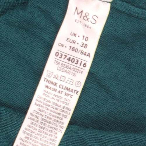 Marks and Spencer Women's Green Crew Neck Jumper Size 10