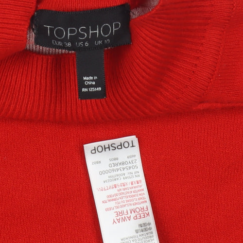 Topshop Women's Red Mock Neck Pullover Jumper Size 10