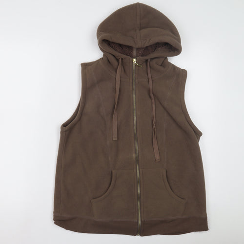 Authentic Casualwear Women's Brown Fleece Hoodie Vest Size 14