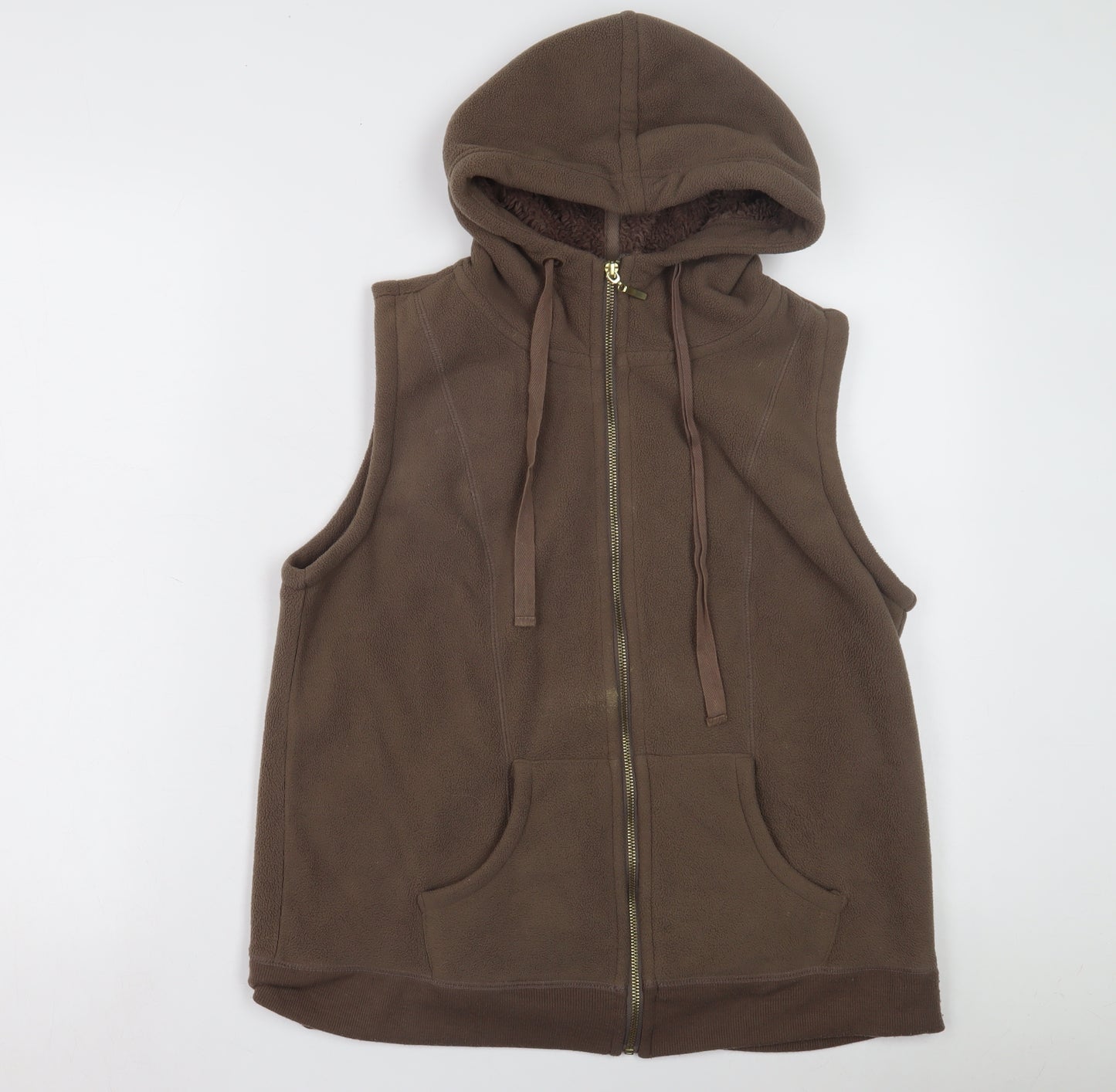 Authentic Casualwear Women's Brown Fleece Hoodie Vest Size 14