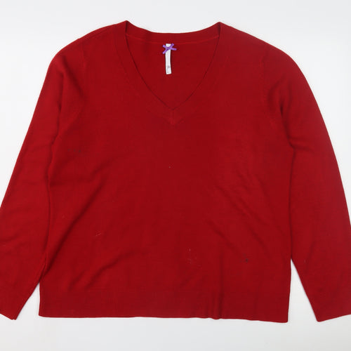 BHS Women's Red V-Neck Pullover Jumper, Size 20