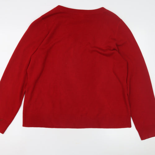 BHS Women's Red V-Neck Pullover Jumper, Size 20