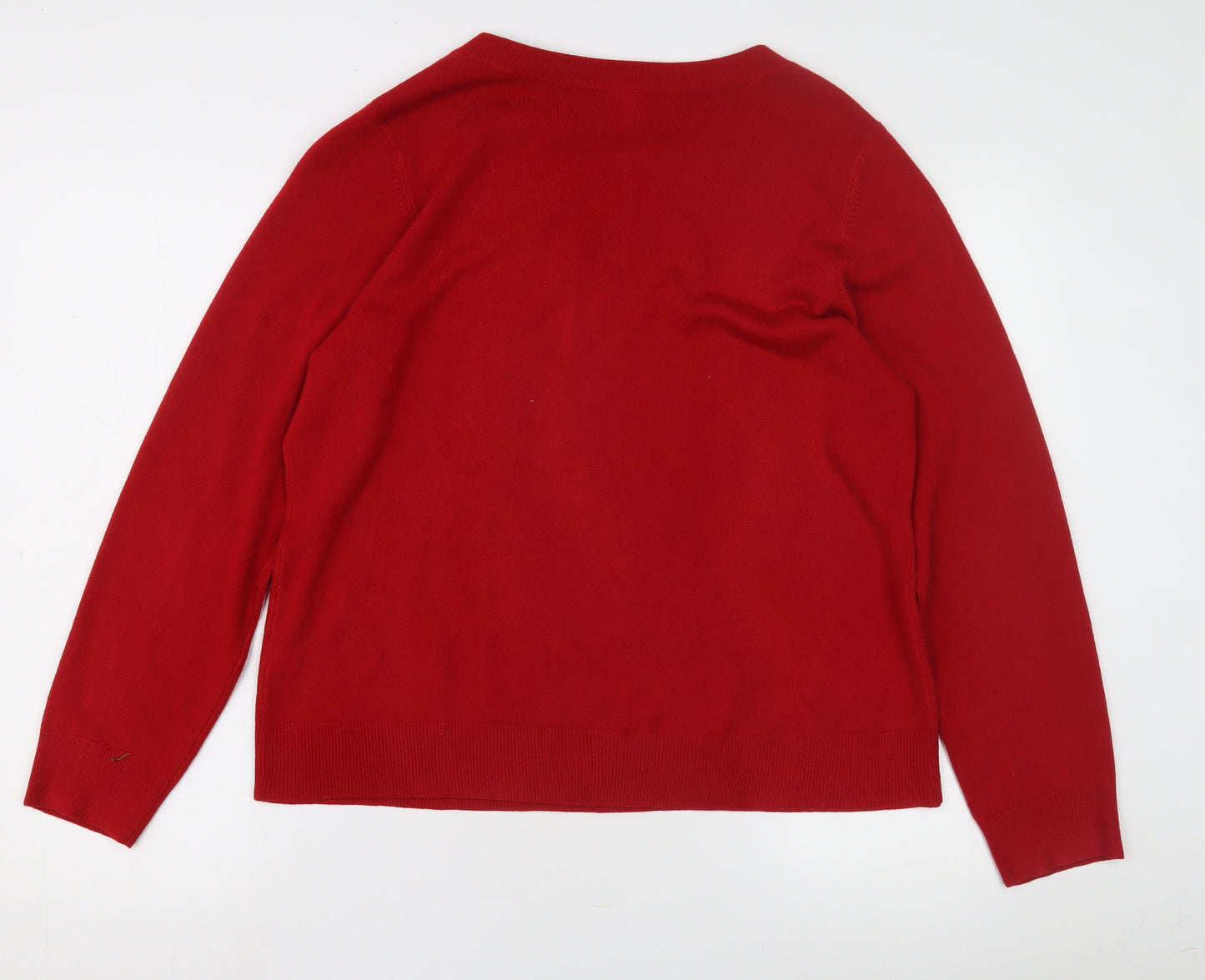 BHS Women's Red V-Neck Pullover Jumper, Size 20