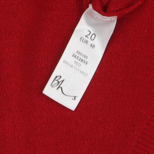 BHS Women's Red V-Neck Pullover Jumper, Size 20