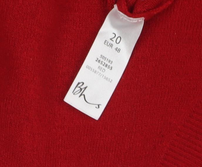 BHS Women's Red V-Neck Pullover Jumper, Size 20