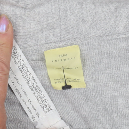 Zara Girls Grey Cardigan 9-10 Years Open Front Lightweight