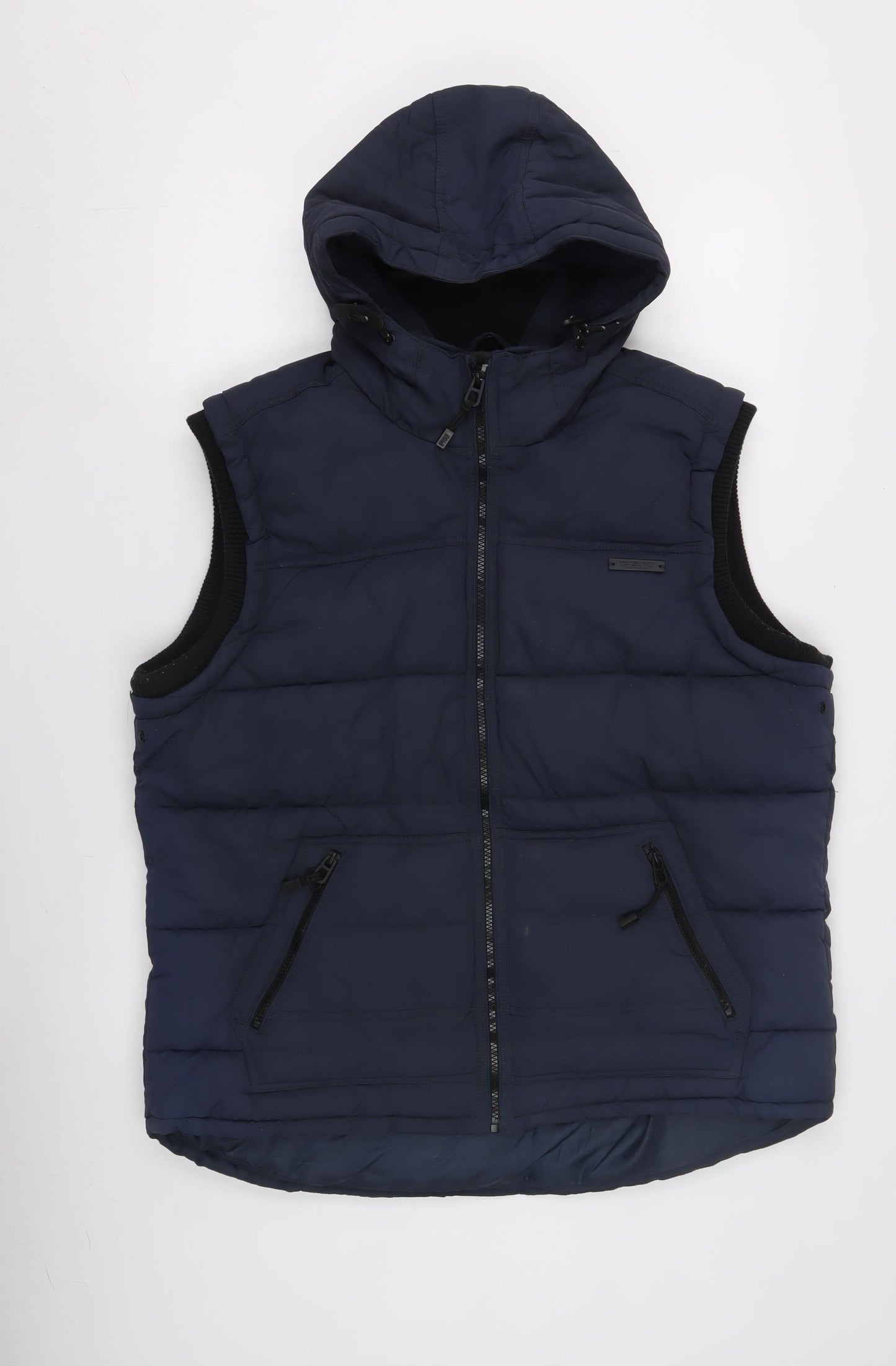Next Men's Blue Puffer Jacket, L, Hooded, Zipped