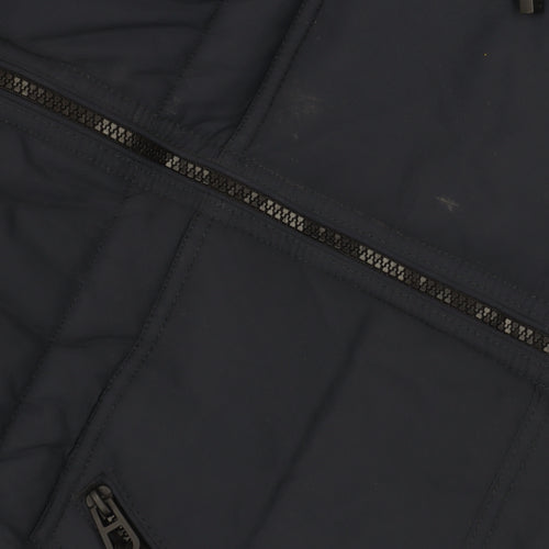 Next Men's Blue Puffer Jacket, L, Hooded, Zipped