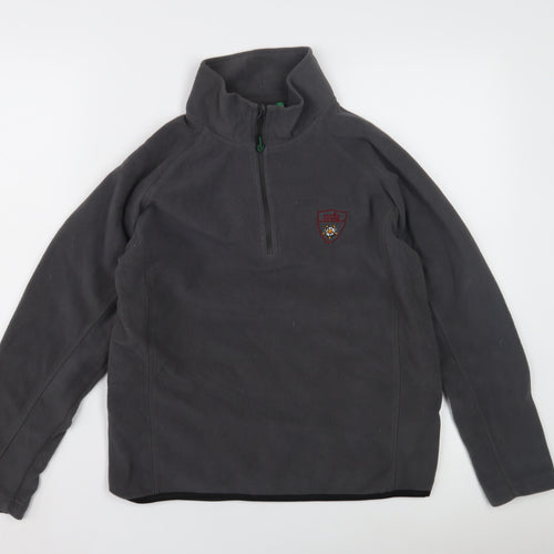 Grey Unisex Fleece Sweatshirt L Casual 1/2 Zip
