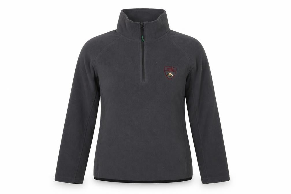 Grey Unisex Fleece Sweatshirt L Casual 1/2 Zip