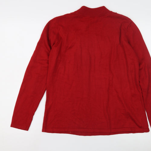 Bm Collection Women's Red Mock Neck Pullover Jumper M