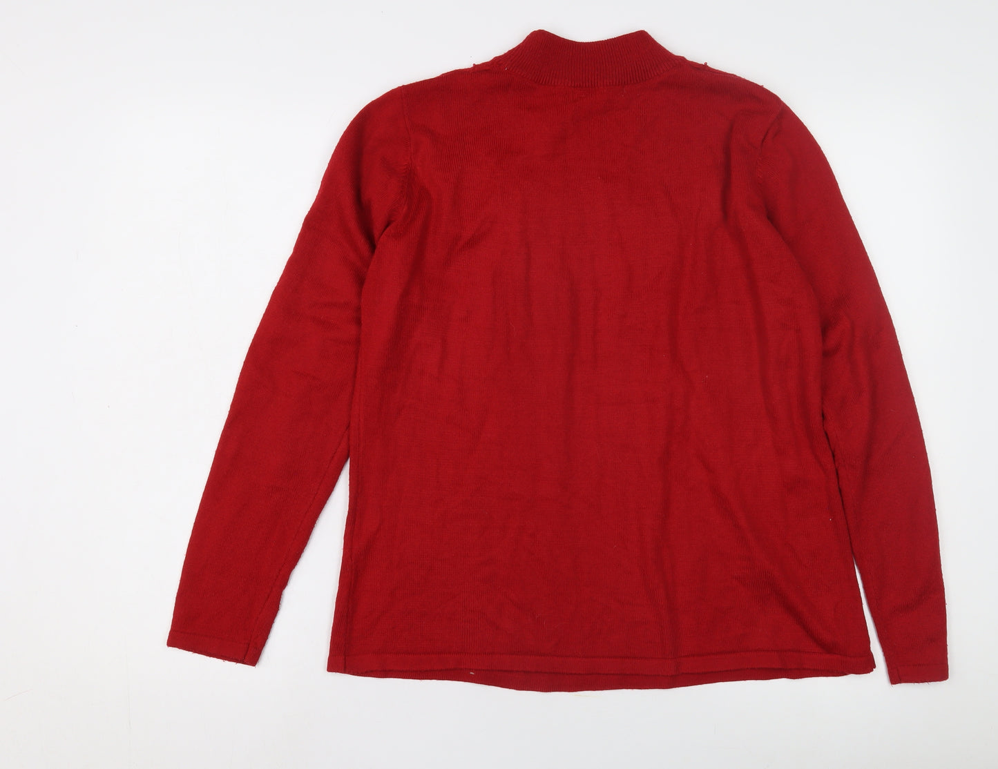 Bm Collection Women's Red Mock Neck Pullover Jumper M
