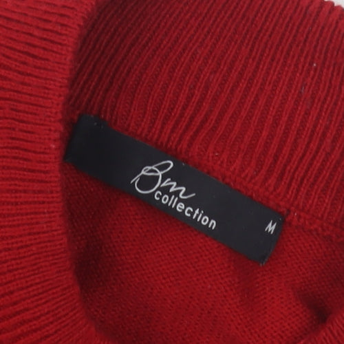 Bm Collection Women's Red Mock Neck Pullover Jumper M