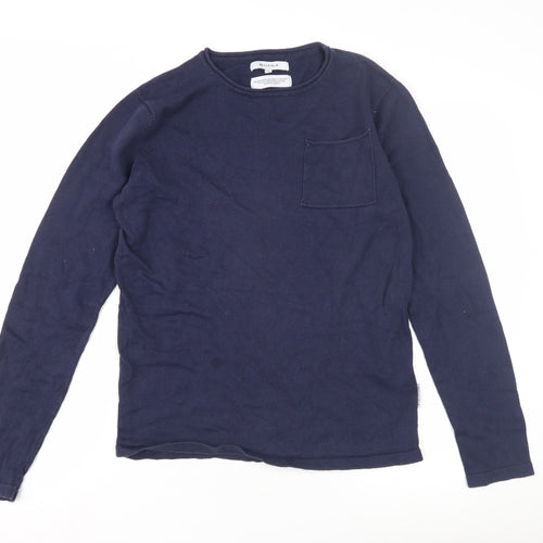 Bellfield Men's Blue Cotton Pullover Jumper S