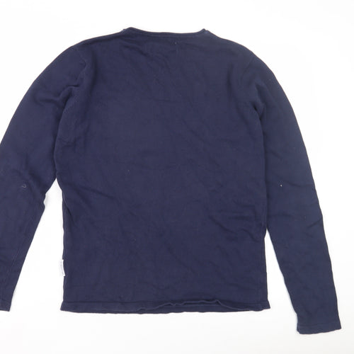 Bellfield Men's Blue Cotton Pullover Jumper S