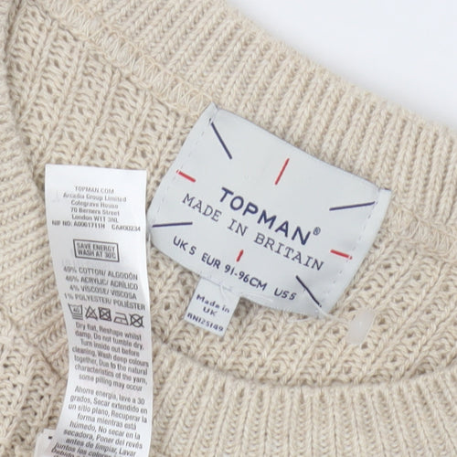 Topman Men's Beige Pullover Jumper, S, Crew Neck
