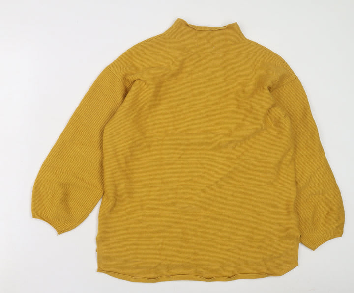 EREKAJUSOPH Women's Yellow Mock Neck Knit Jumper M