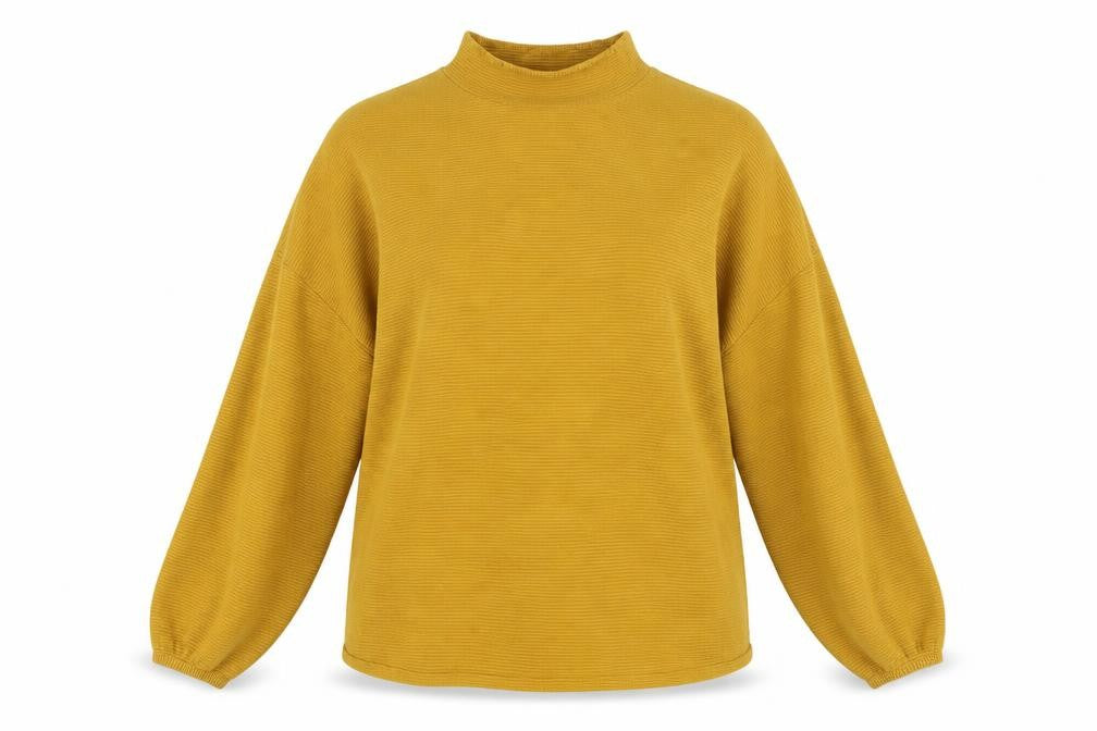 Front view of EREKAJUSOPH Women's Yellow Mock Neck Knit Jumper M