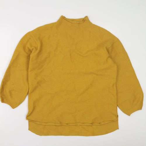 EREKAJUSOPH Women's Yellow Mock Neck Knit Jumper M