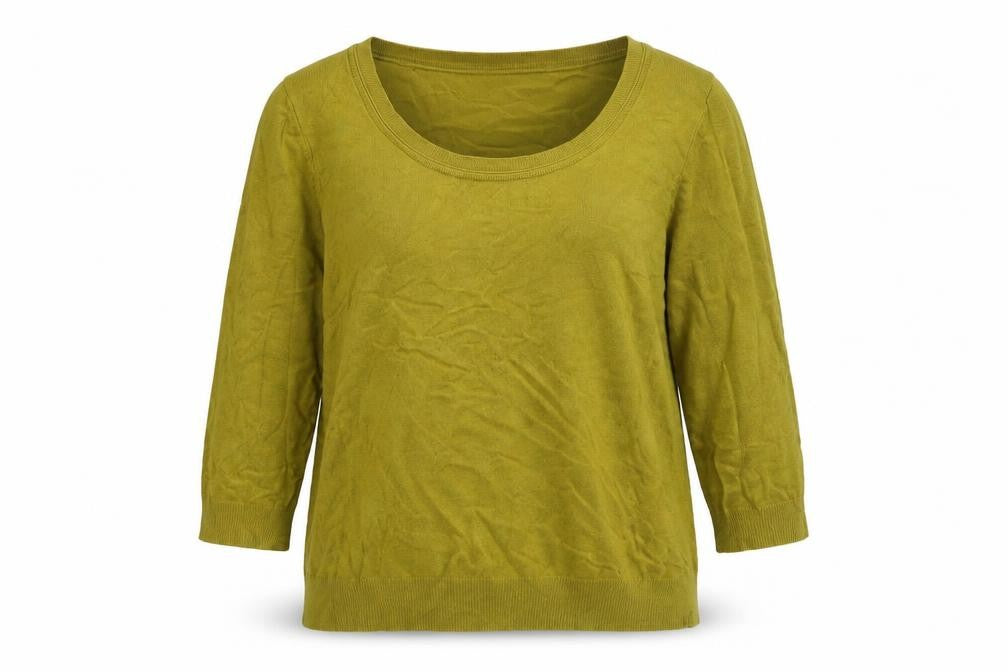 Front view of Marks & Spencer women’s green 3/4 sleeve jumper