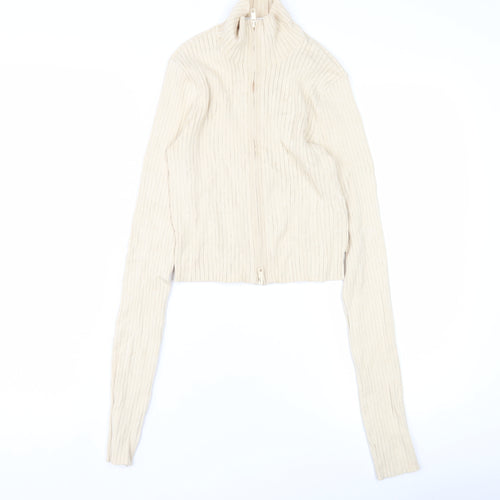 Monki Women's Beige XS Full Zip Jumper