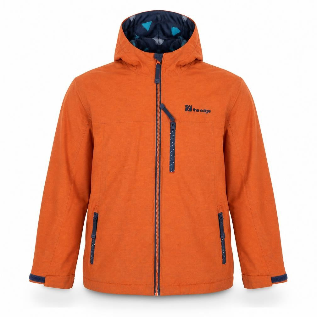 Front view of The Edge boys’ orange jacket 13-14 years hooded polyamide